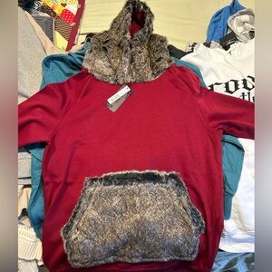 Riflessi collection premium edition burgundy hoodie with faux accents